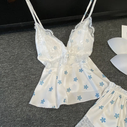 Summer Women Pajamas Lingerie Two Piece Lace