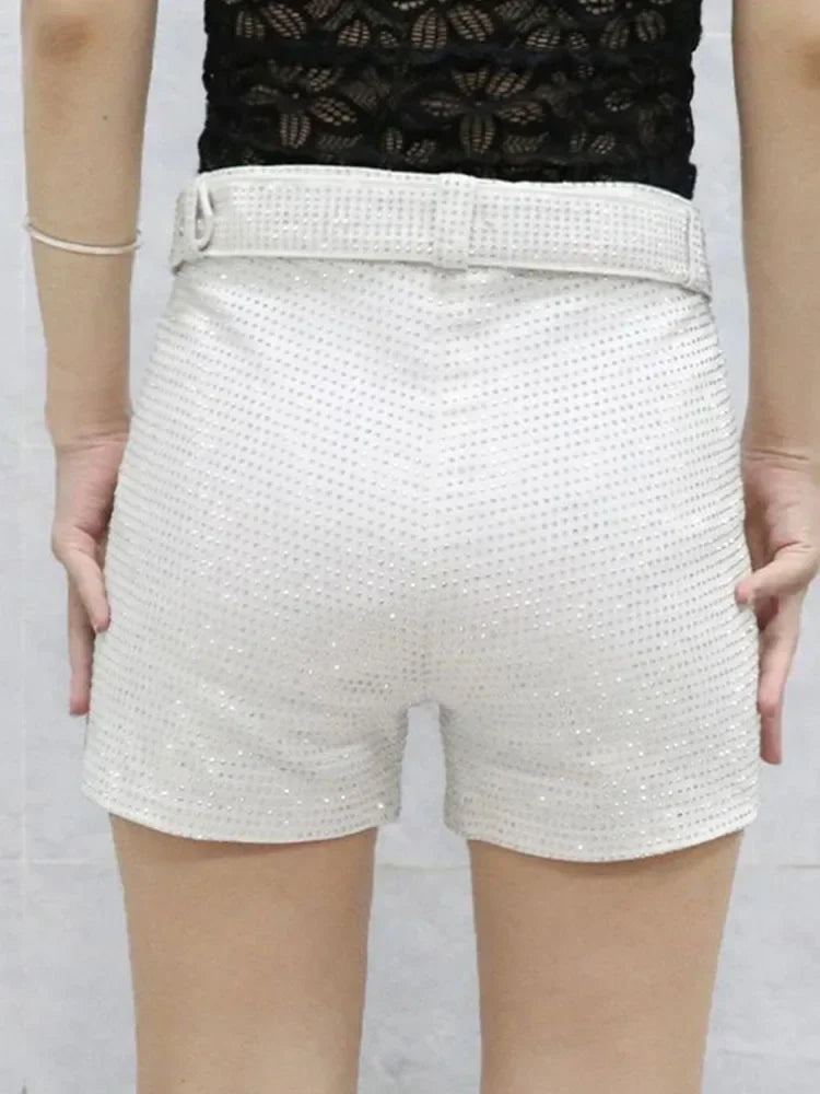 2025 Rhinestone Shorts Women Wide Leg Shorts High