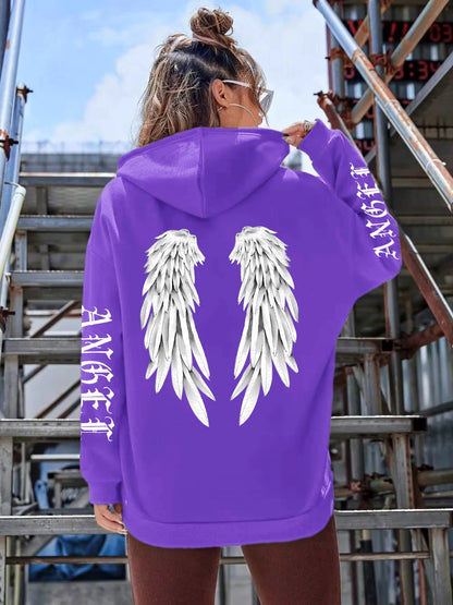 Beautiful Angel Wings Printed Hoodies Women Warm