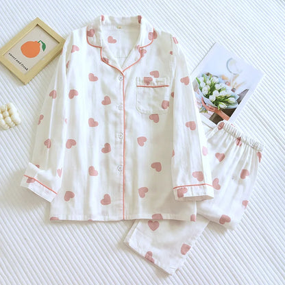 New Spring and Autumn Pajama Set Women's 100% Cotton