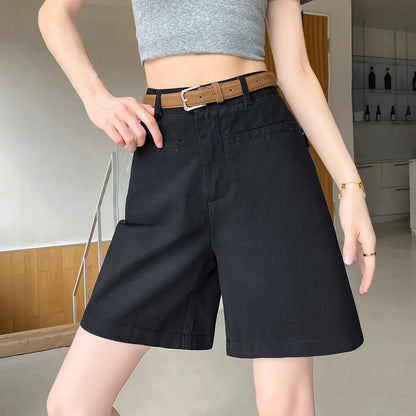 Summer Cotton and Linen Women's Wide Leg Shorts