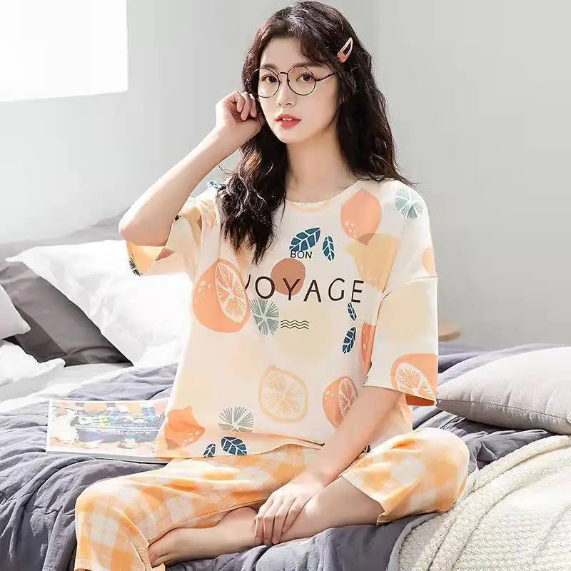 Summer Ladies Pajamas Loungewear Set Women's Summer