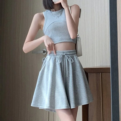 Summer Shorts Skirts Women Elastic High Waist