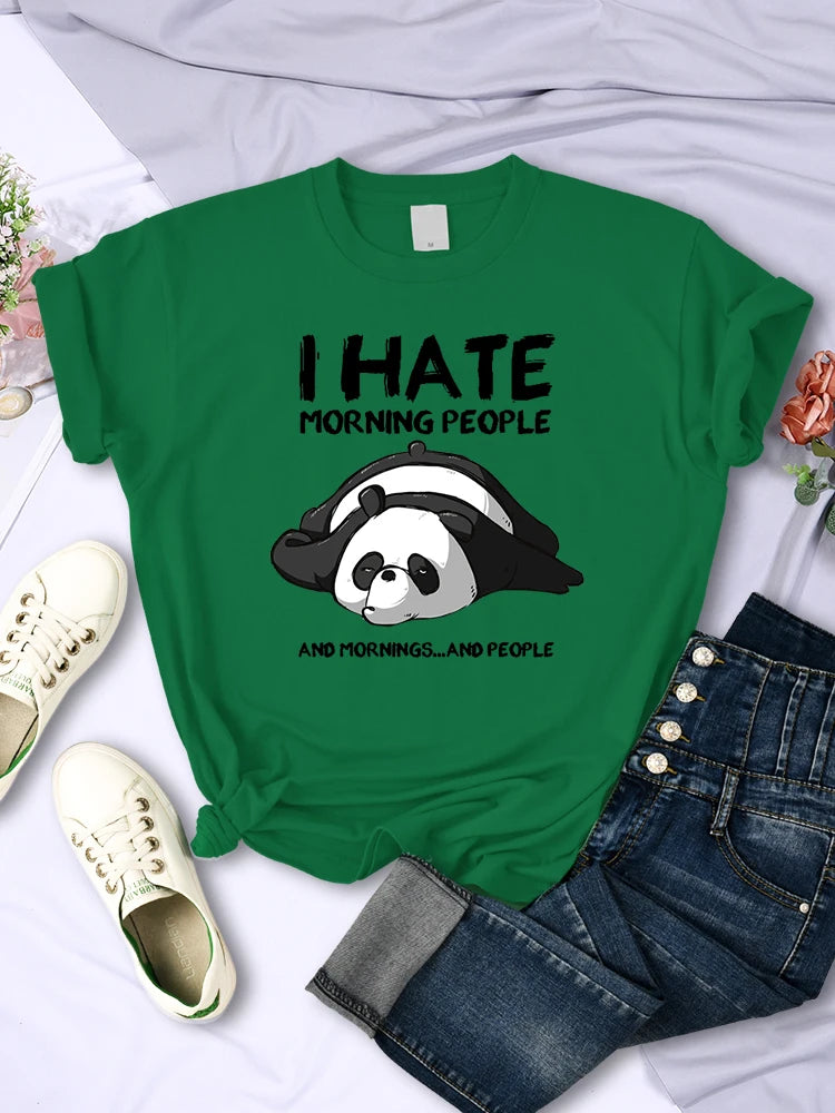 Lazy Panda I Hate Morning People Women Short Sleeve