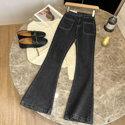 New High Waist Trousers Loose Washed Jeans