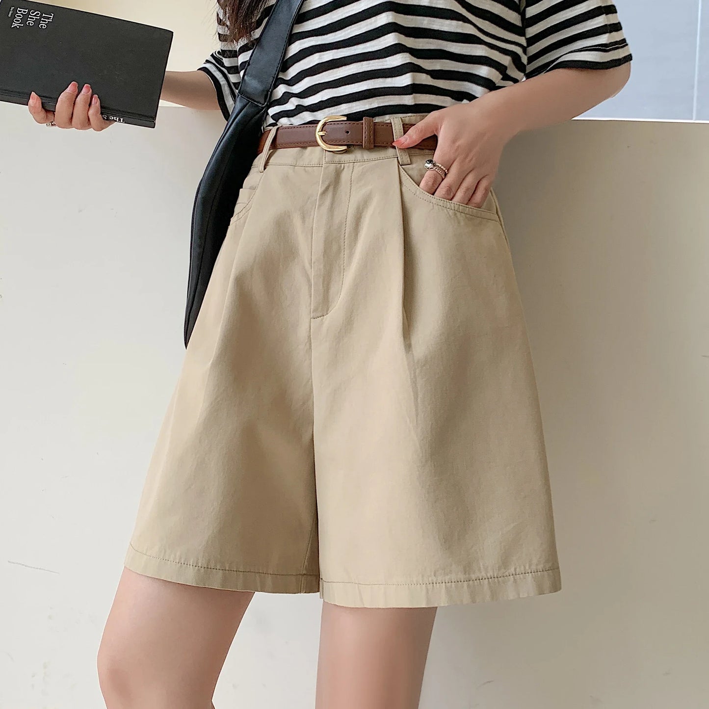 High Waist Summer Cotton Linen Women's Workwear