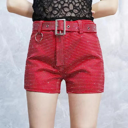 2025 Rhinestone Shorts Women Wide Leg Shorts High