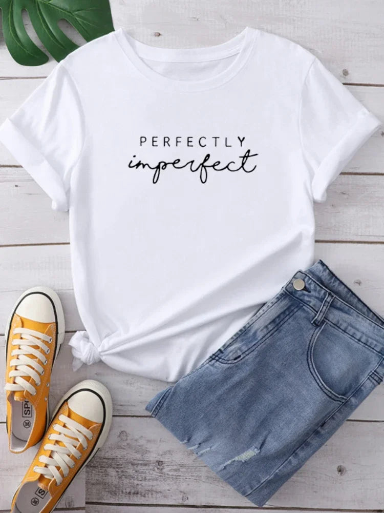 Perfectly Imperfect Letter Print Women's T-shirt