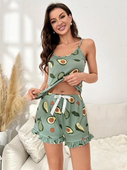 women's pajamas two-piece set of Sleeveless tops