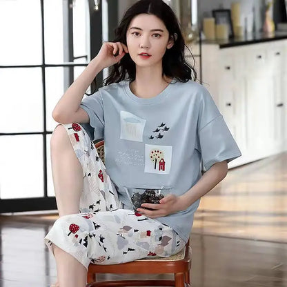 Summer Ladies Pajamas Loungewear Set Women's Summer